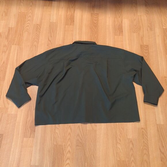 Athleta Cropped Stretch Tech Top Womens XL Green Button Up Long Sleeve - Picture 3 of 6